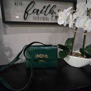 VGUC Gucci Green Zumi Leather Shoulder Bag